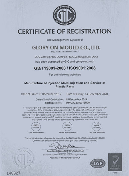 China Glory On mould., Ltd Certification